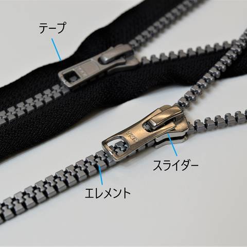 左上：通常のビスロン®ファスナー　右下：「AiryString™